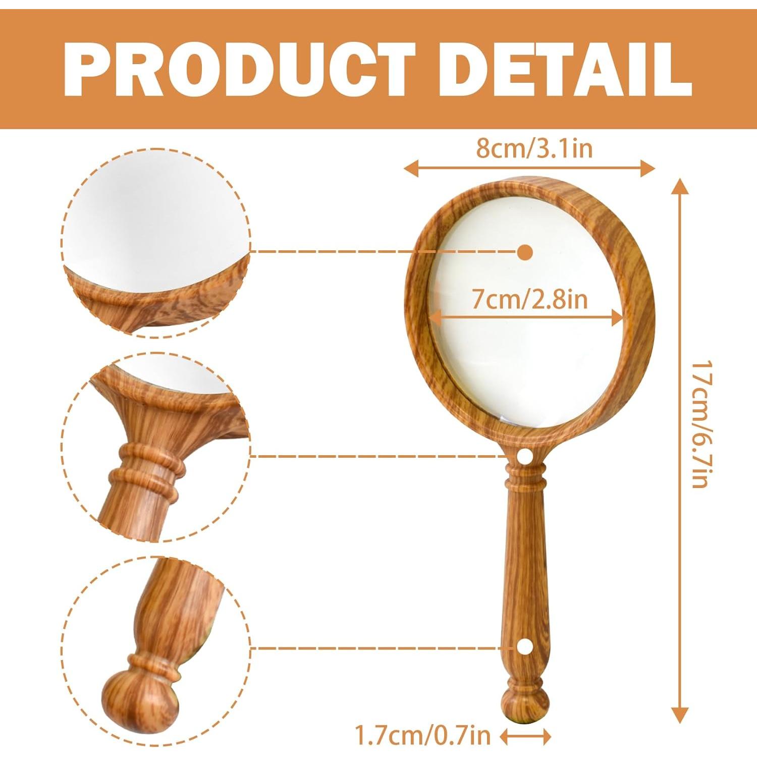 Lupa de Mano 10X NANAOUS 75 mm Lente de Vidrio Antirrayas