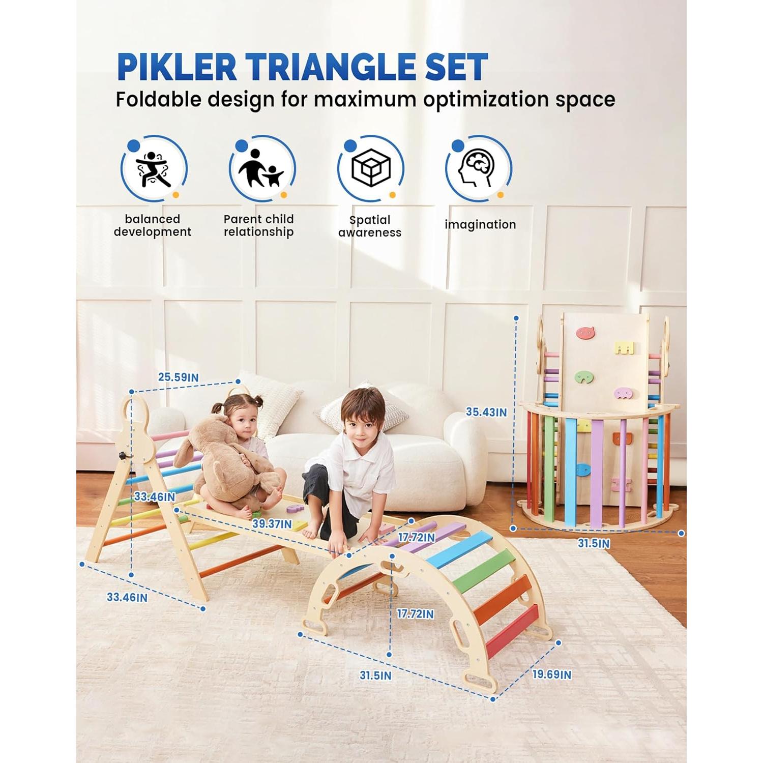 Conjunto Triángulo Pikler Saryocy 8 en 1 para Niños 1-6 Años