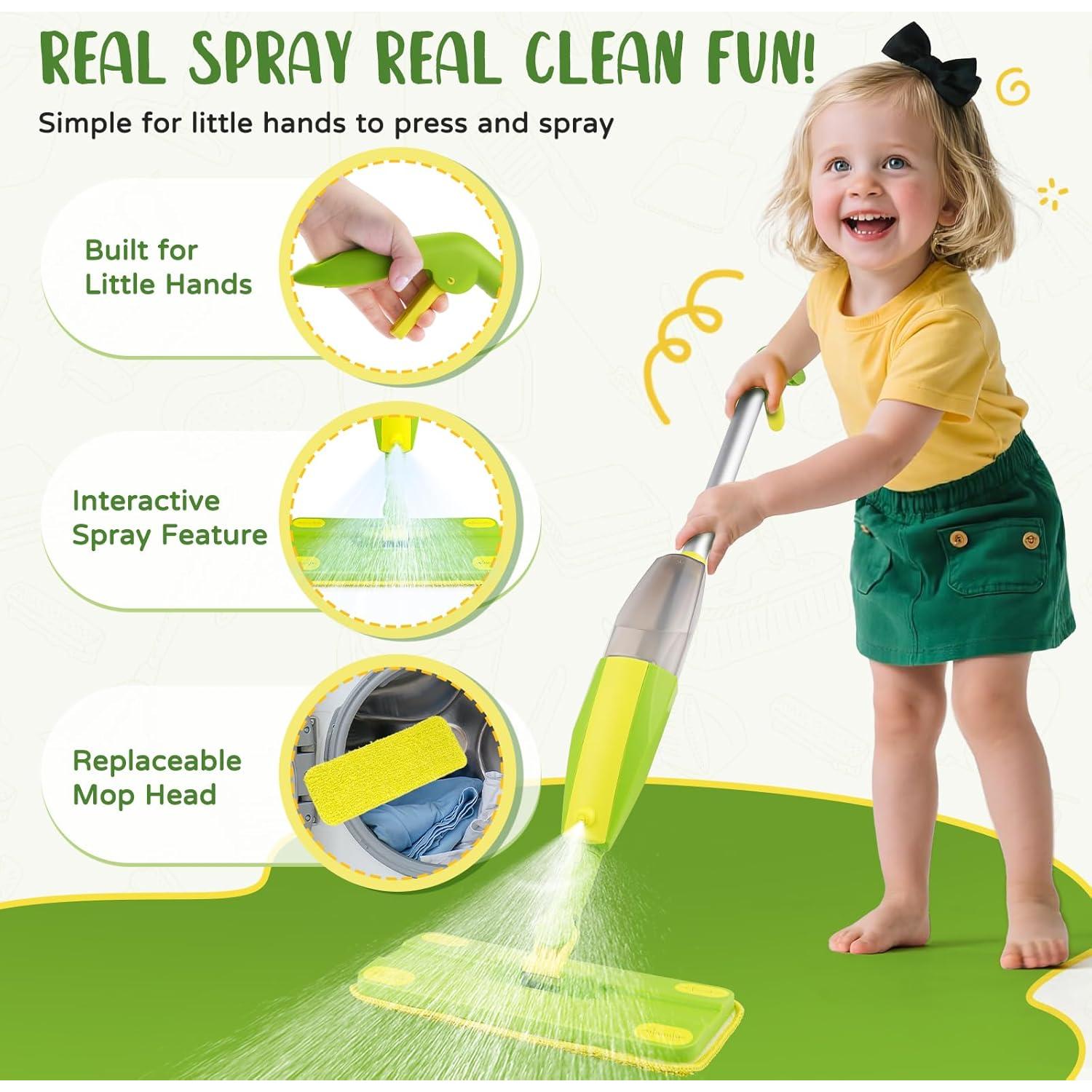 Juego de Limpieza para Niños Yeeammk - Mopa y Escoba Verde