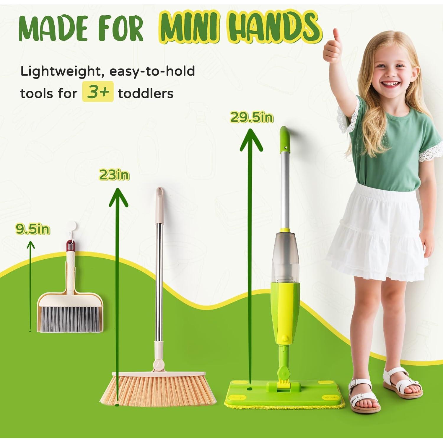 Juego de Limpieza para Niños Yeeammk - Mopa y Escoba Verde