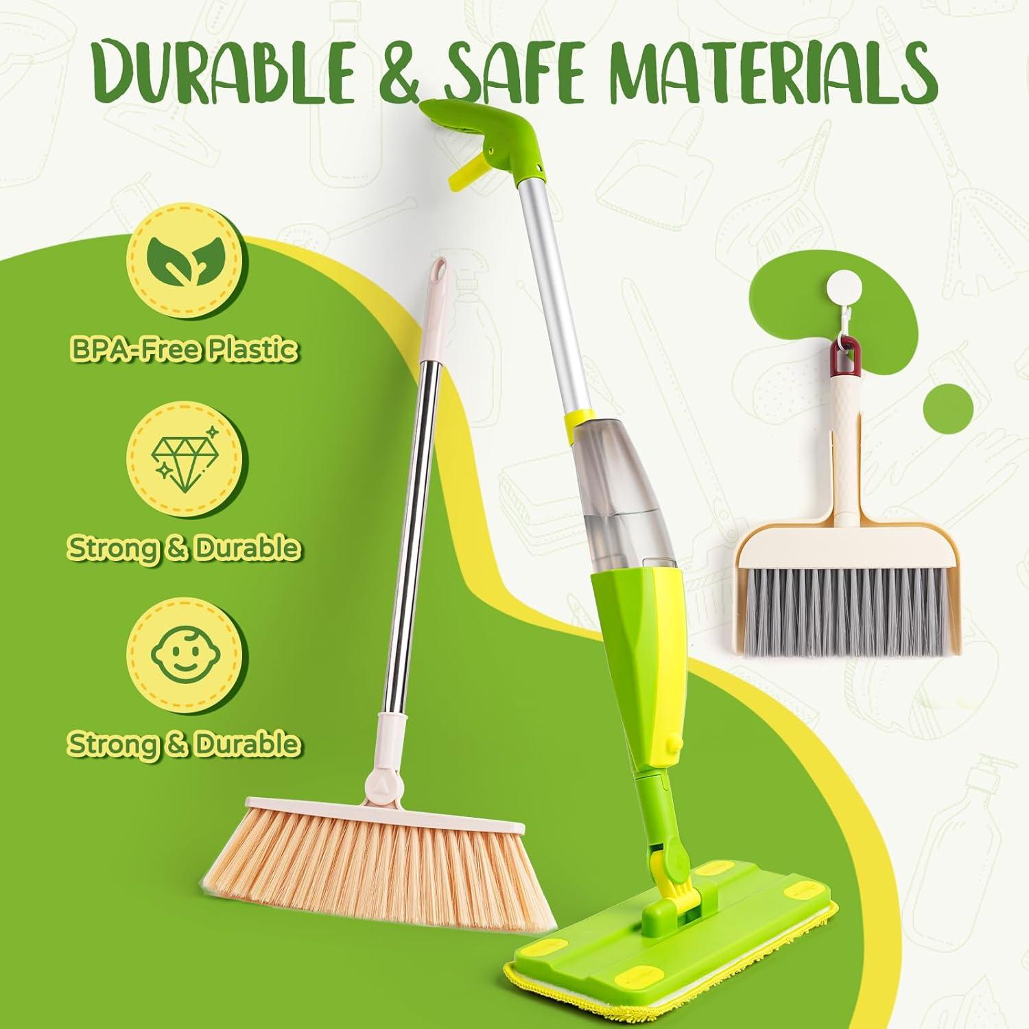 Juego de Limpieza para Niños Yeeammk - Mopa y Escoba Verde