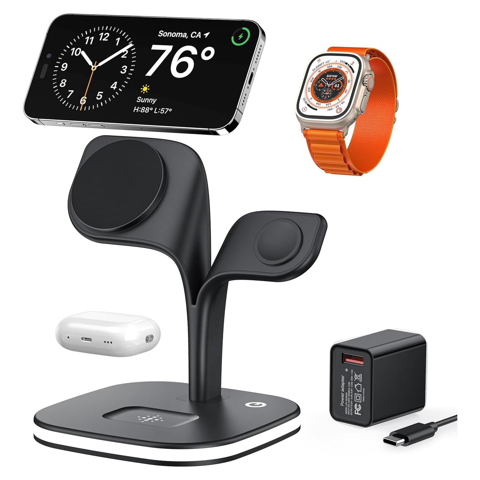 Estación de Carga Inalámbrica EXW 3 en 1 para iPhone y Apple Watch