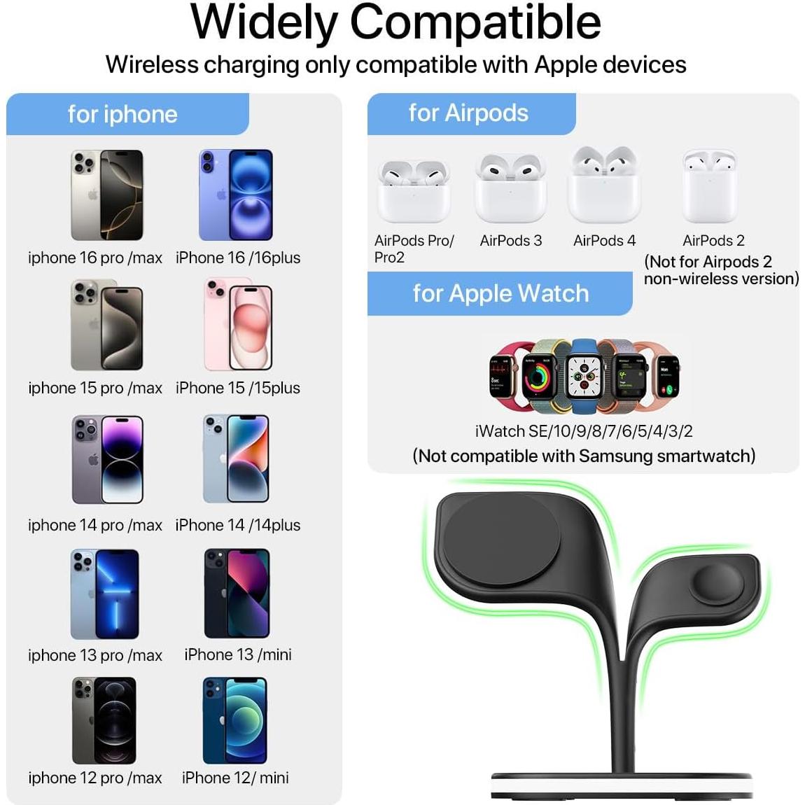 Estación de Carga Inalámbrica EXW 3 en 1 para iPhone y Apple Watch