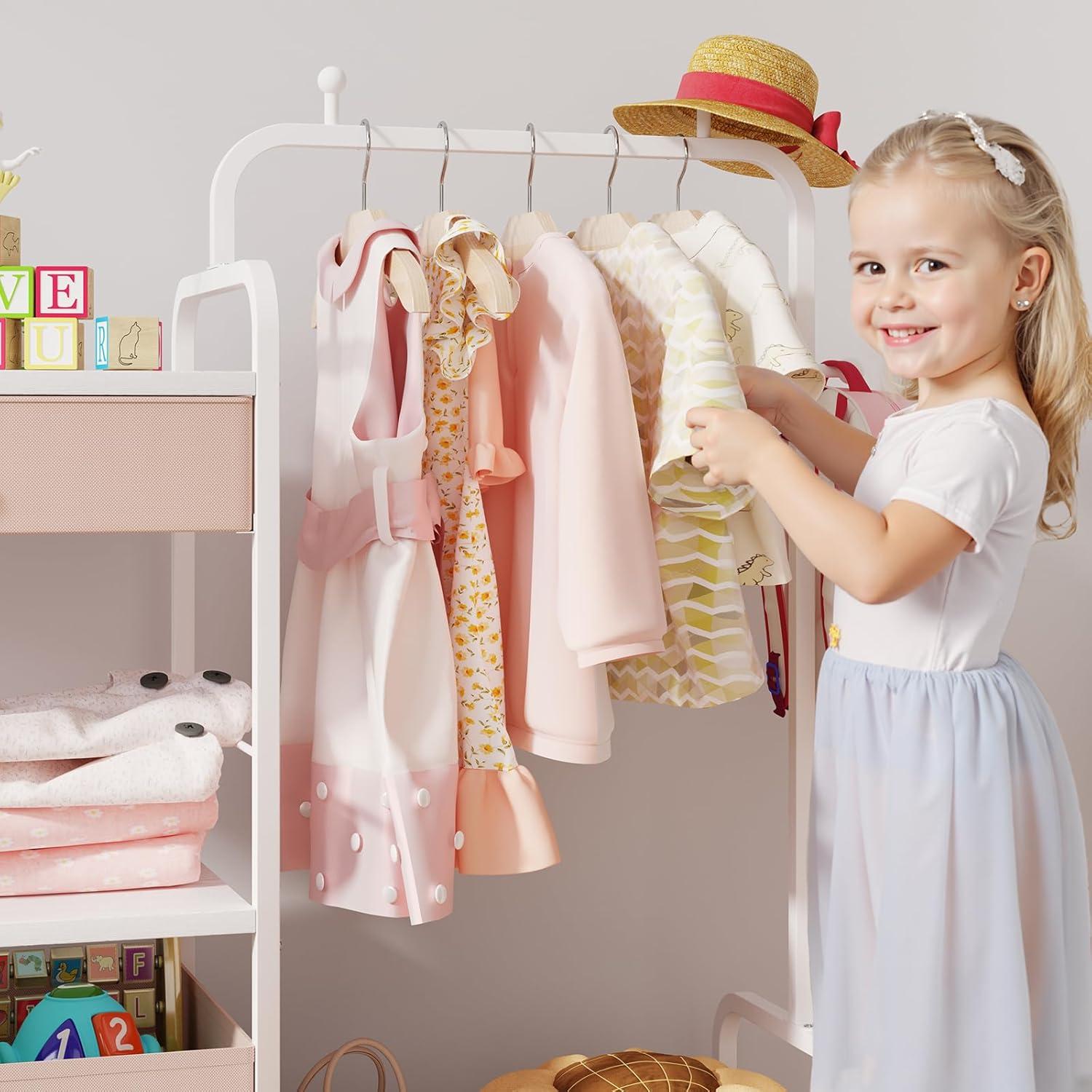 Perchero para Niños BBLIKE Rosa con Estante y Cajas de Almacenamiento