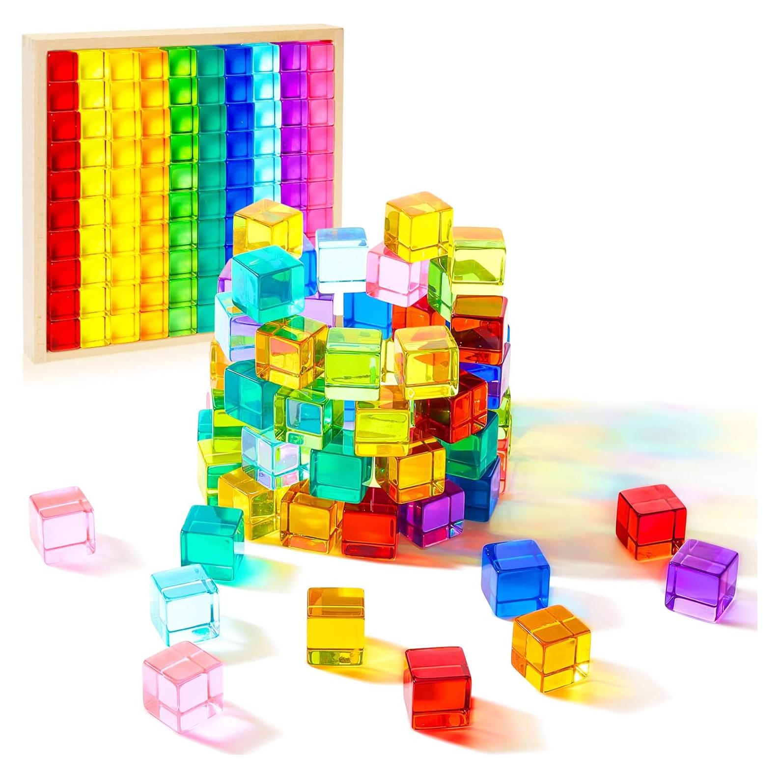 Cubos Acrílicos de Arcoíris Meooeck - 60 Piezas Educativas