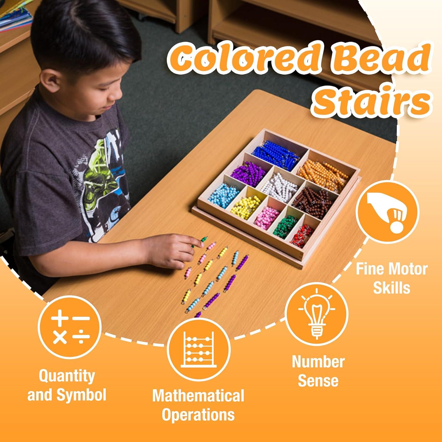 Escalera de Cuentas de Colores Montessori Outlet 8x5x0.8cm