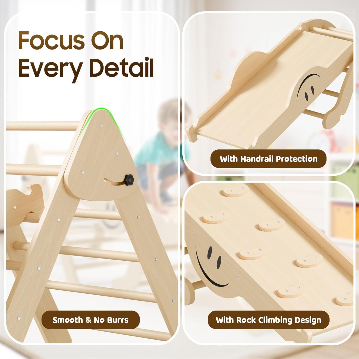 Conjunto Triángulo Pikler BIERUM - 8 en 1 Escalada Madera Natural