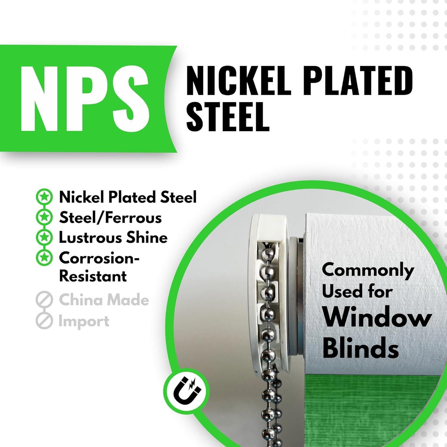 Cadena de Bolas WAXAW 4.5mm Acero Niquelado 30.48m para Persianas