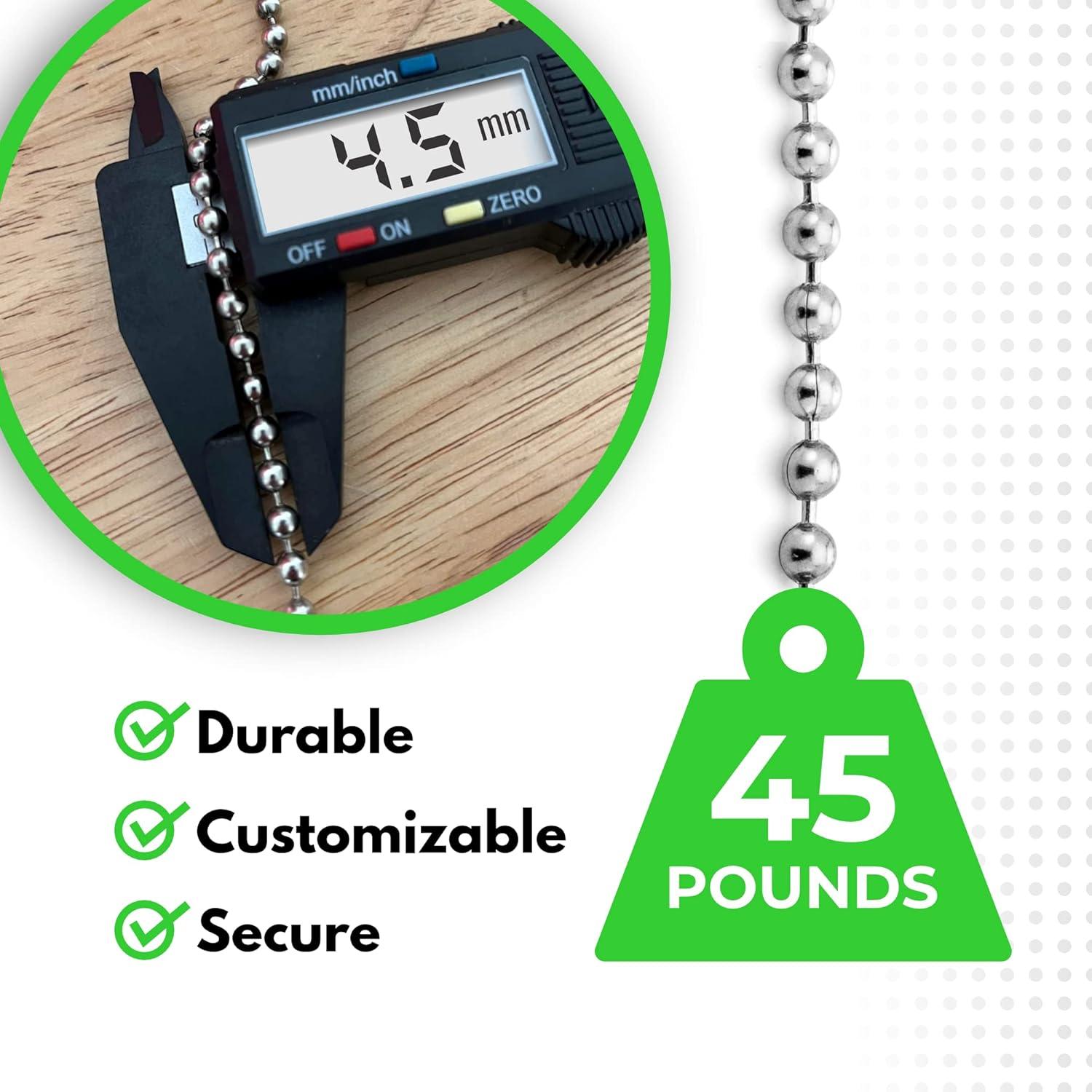 Cadena de Bolas WAXAW 4.5mm Acero Niquelado 30.48m para Persianas