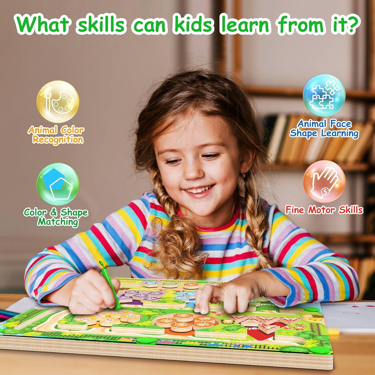 Rompecabezas Magnético Montessori DUKVSG - Laberinto de Colores y Formas