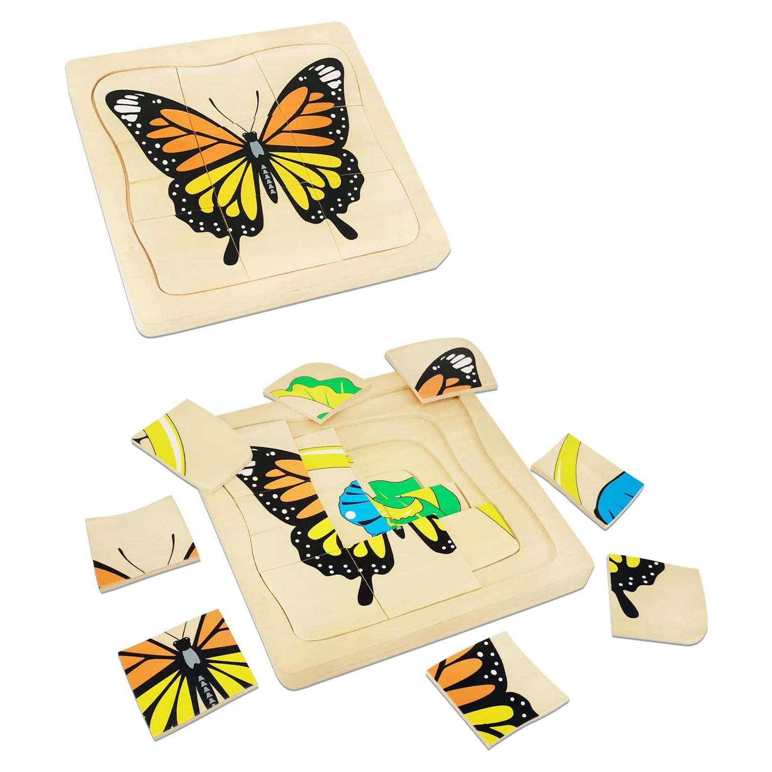 Rompecabezas de Madera Montessori Mariposa 20 Piezas 3-8 Años