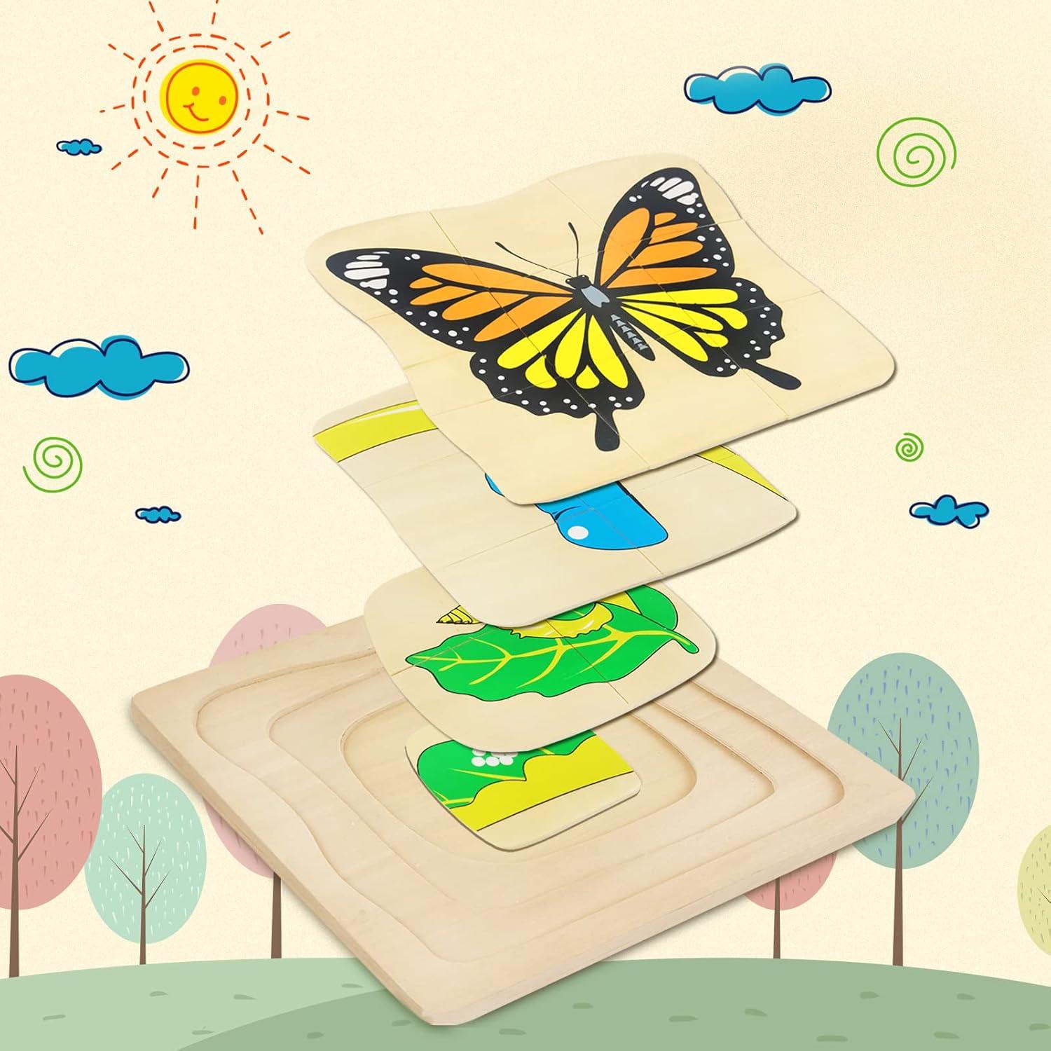 Rompecabezas de Madera Montessori Mariposa 20 Piezas 3-8 Años