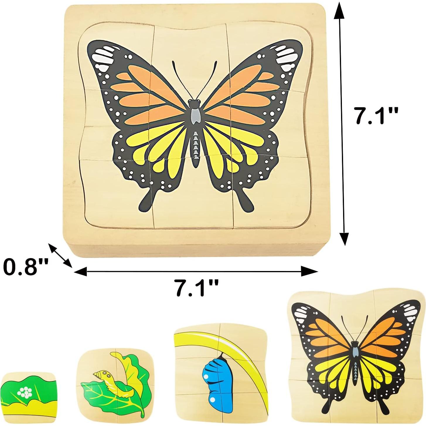 Rompecabezas de Madera Montessori Mariposa 20 Piezas 3-8 Años