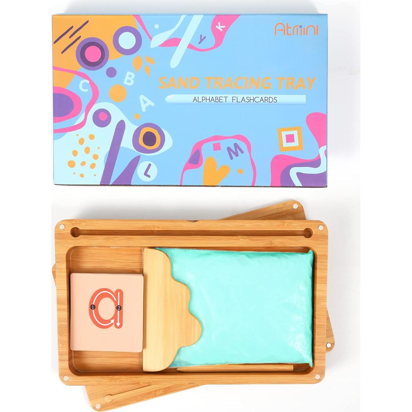 Bandeja de Arena Montessori AtMini con Tapa - Madera 25.4x15.2 cm