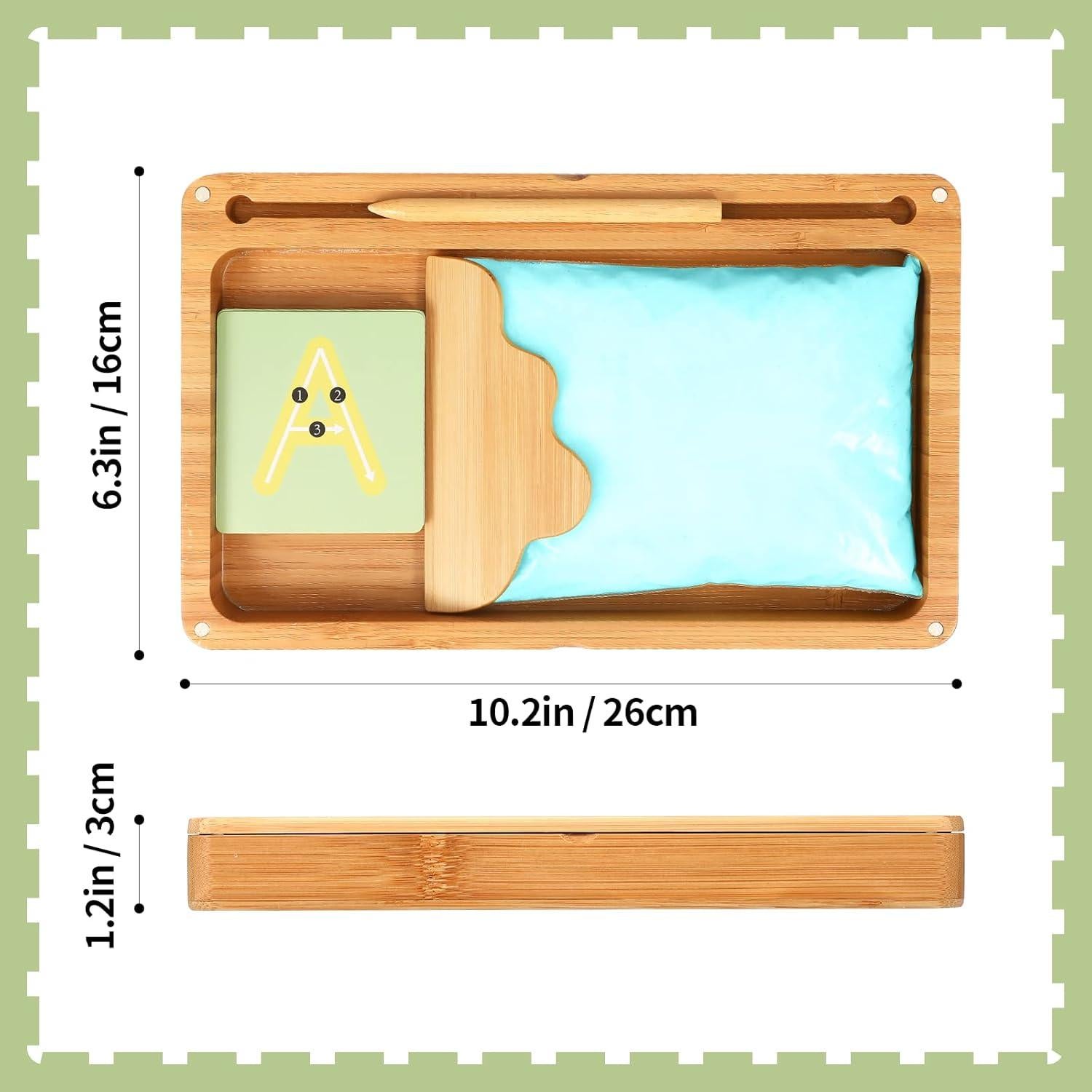 Bandeja de Arena Montessori AtMini con Tapa - Madera 25.4x15.2 cm