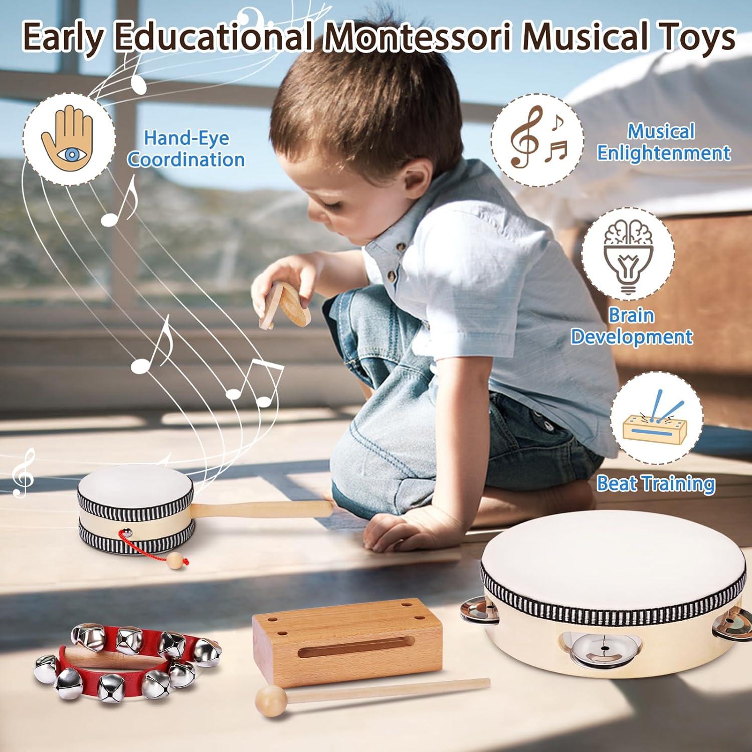 Set de Instrumentos Musicales Montessori LOOIKOOS para Niños 1-3 Años
