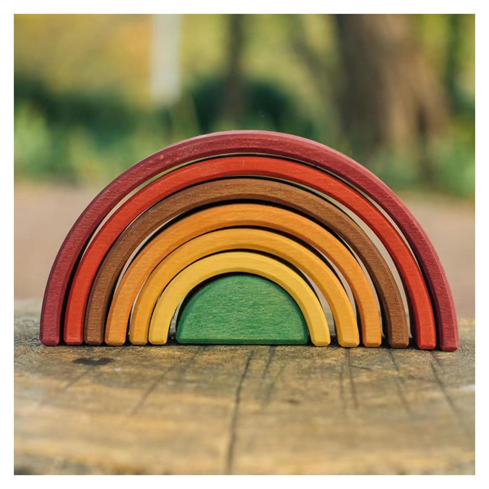 Juego de Apilamiento Arcoíris de Madera AVDAR - 7 Piezas Montessori