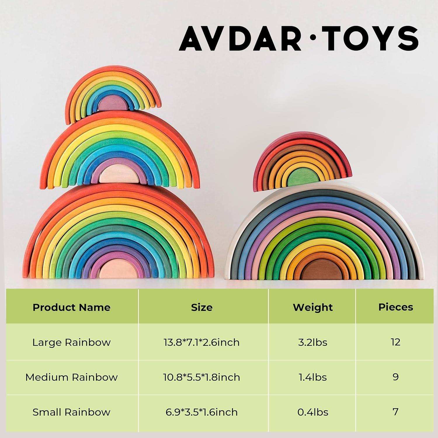 Juego de Apilamiento Arcoíris de Madera AVDAR - 7 Piezas Montessori