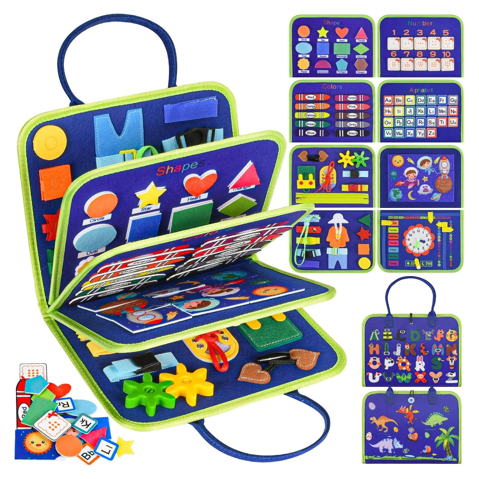 Libro Ocupado Sensorial Montessori Asten 25-en-1 Azul