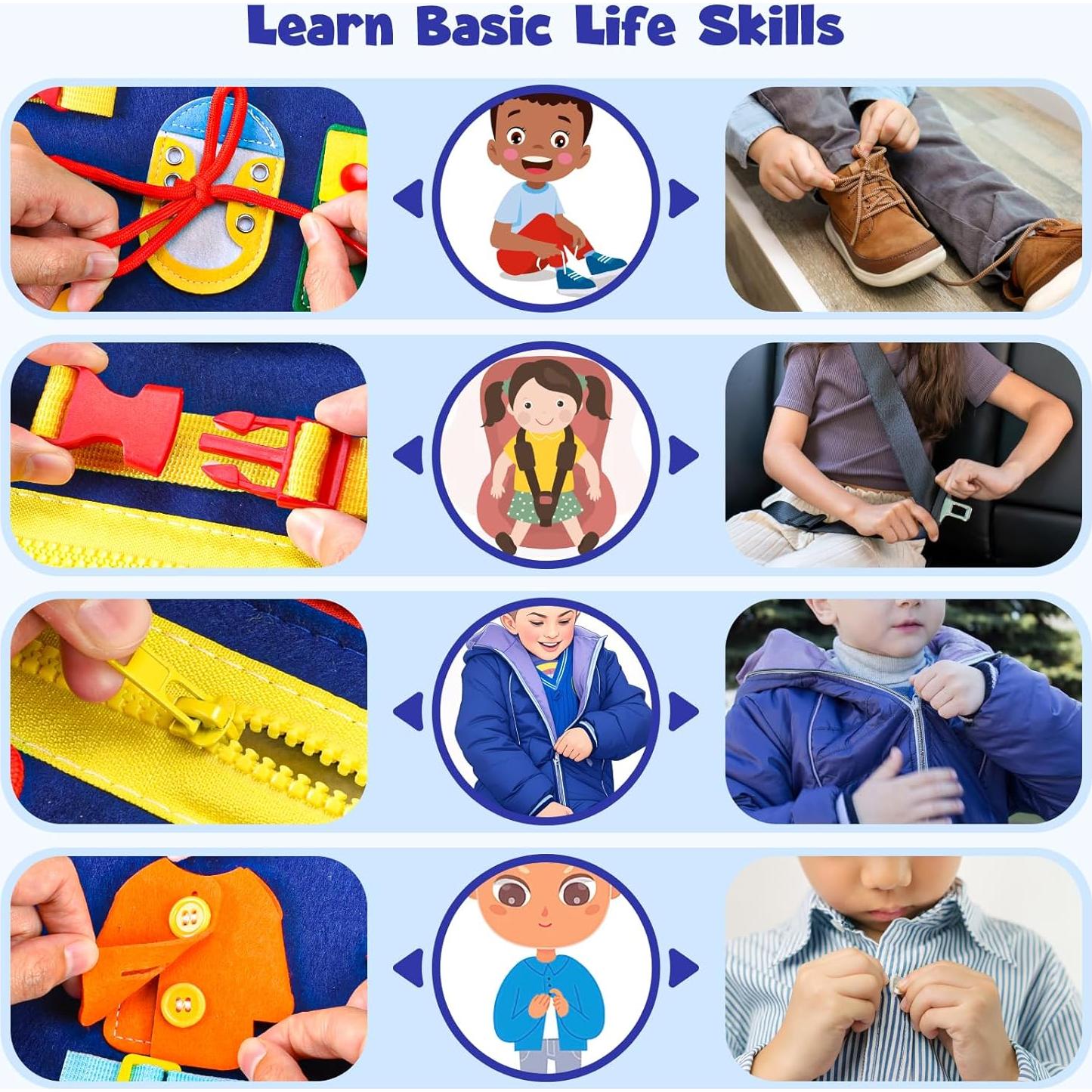 Libro Ocupado Sensorial Montessori Asten 25-en-1 Azul