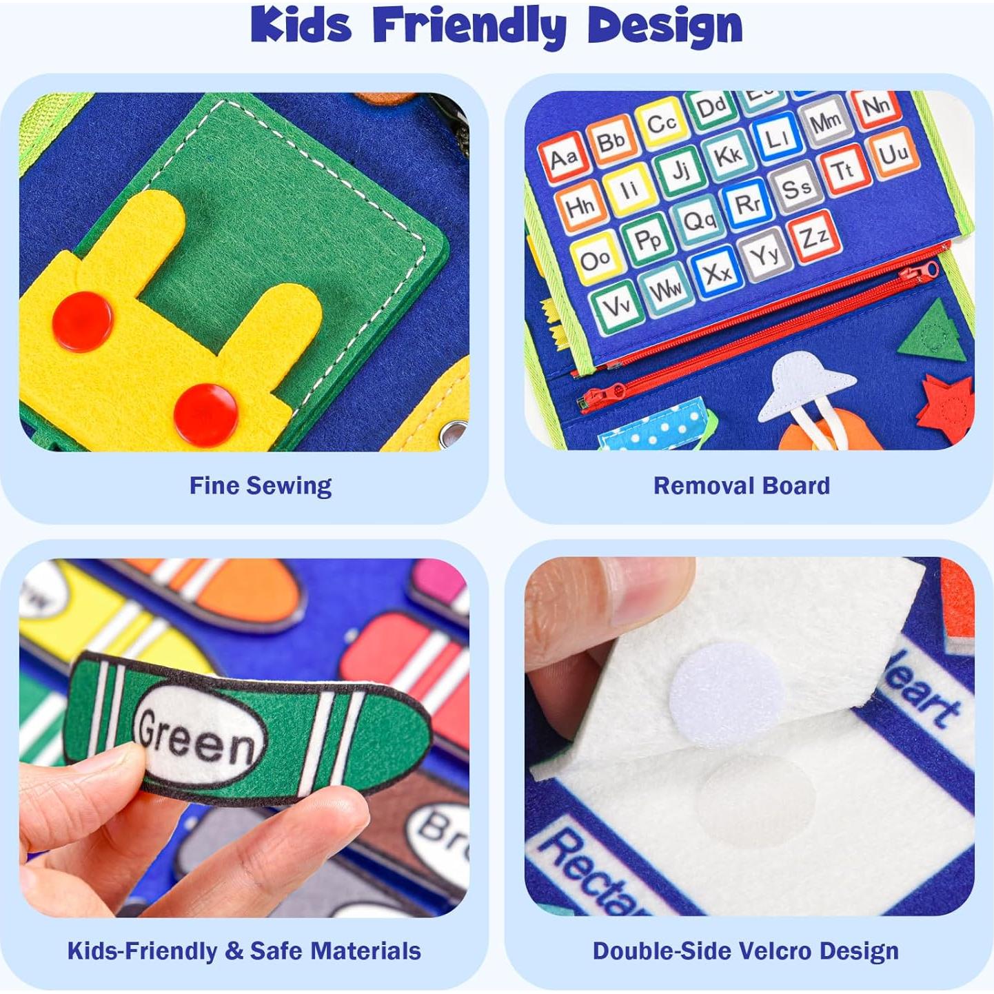 Libro Ocupado Sensorial Montessori Asten 25-en-1 Azul