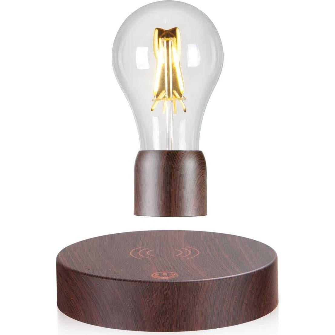 Lámpara de Escritorio LED Flotante VGAzer - Base de Madera Redonda