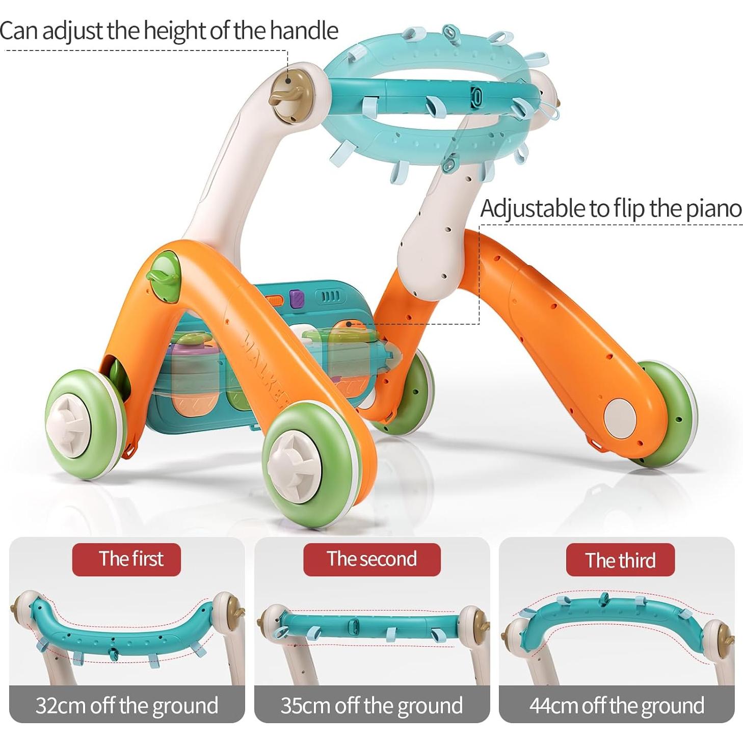 Gimnasio 2 en 1 para Bebés con Andador y Piano Multifuncional