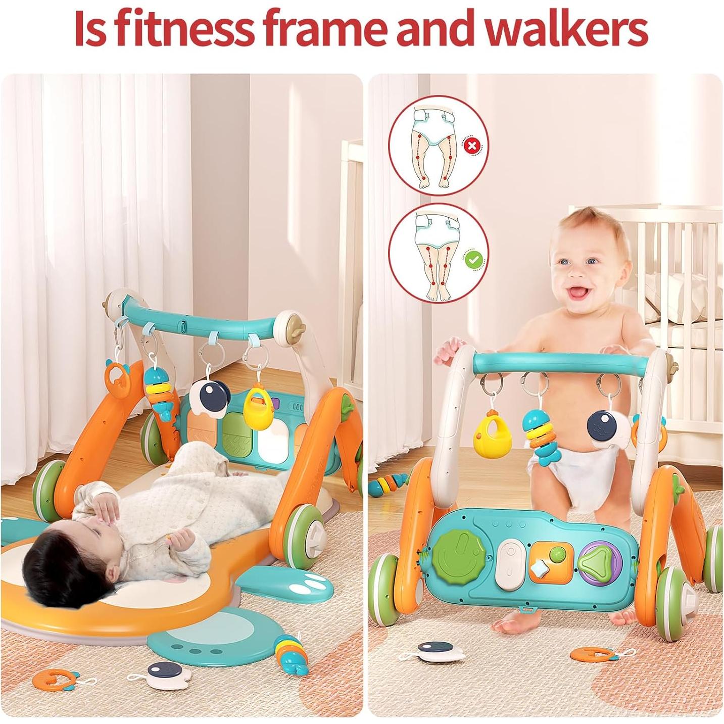 Gimnasio 2 en 1 para Bebés con Andador y Piano Multifuncional