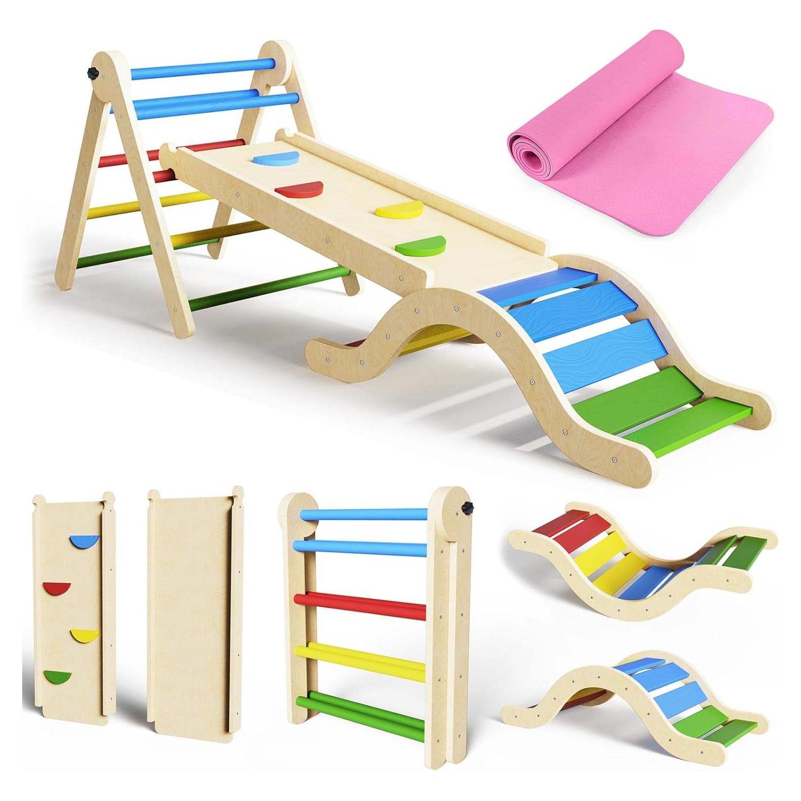 Conjunto Triángulo Pikler 7 en 1 doowroodni para Niños 1-3 Años