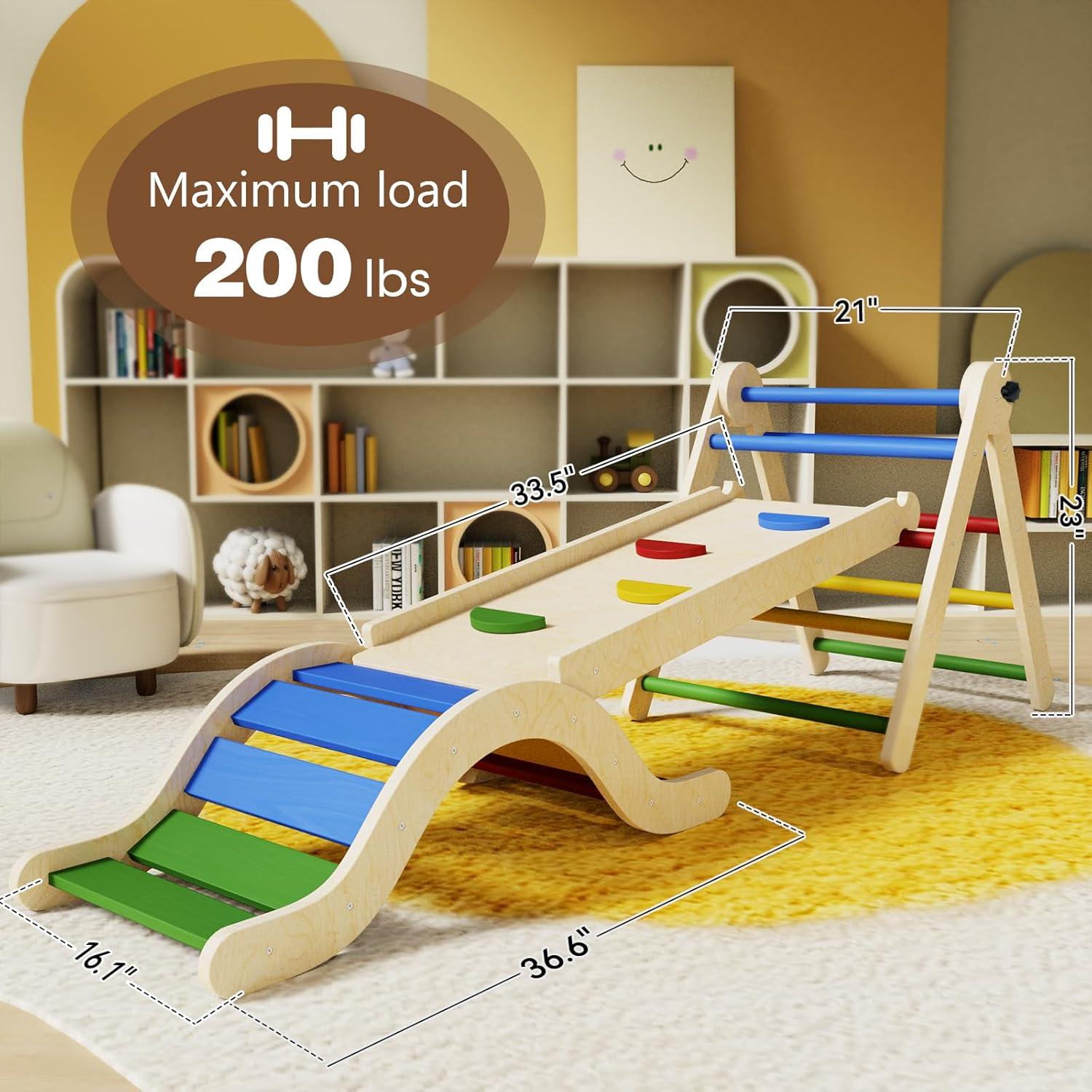 Conjunto Triángulo Pikler 7 en 1 doowroodni para Niños 1-3 Años