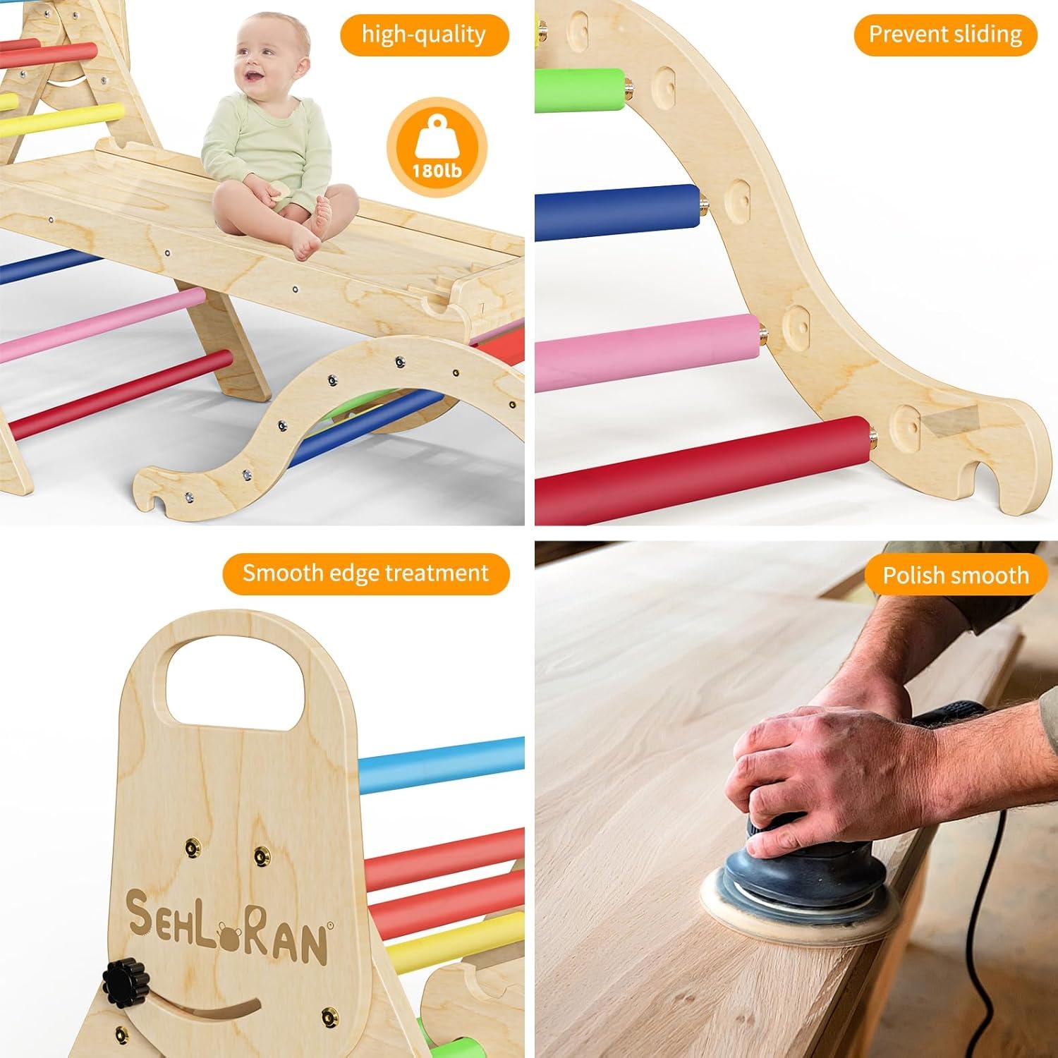 Conjunto Triángulo Pikler Sehloran 8 en 1 con Pinball y Carpa