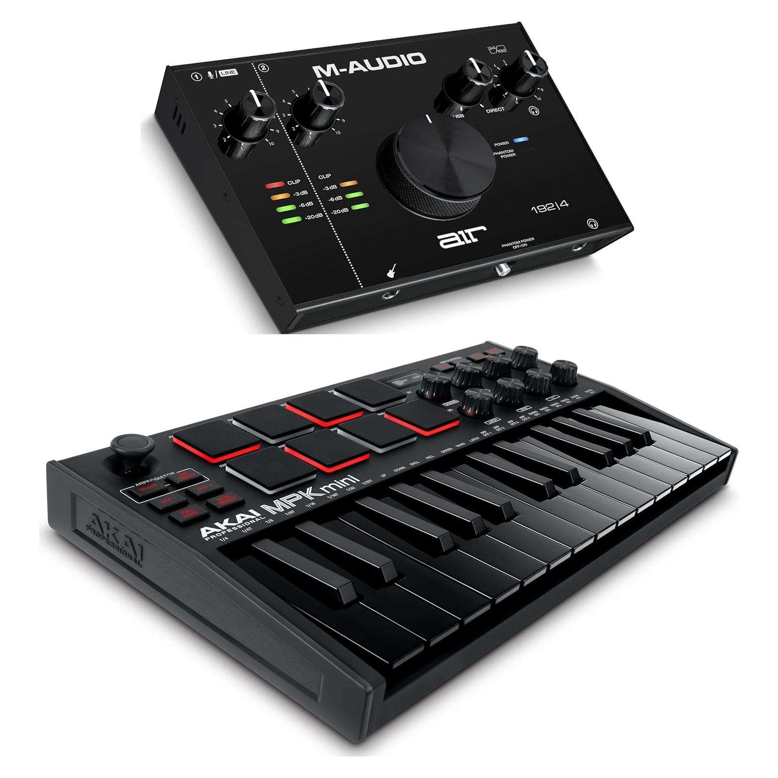 Paquete Estudio Grabación Akai MPK Mini MK3 + M-Audio AIR 192I4