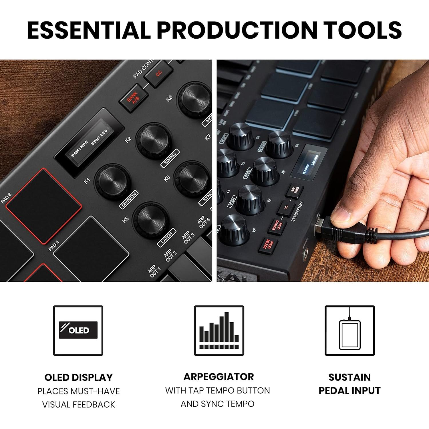 Paquete Estudio Grabación Akai MPK Mini MK3 + M-Audio AIR 192I4