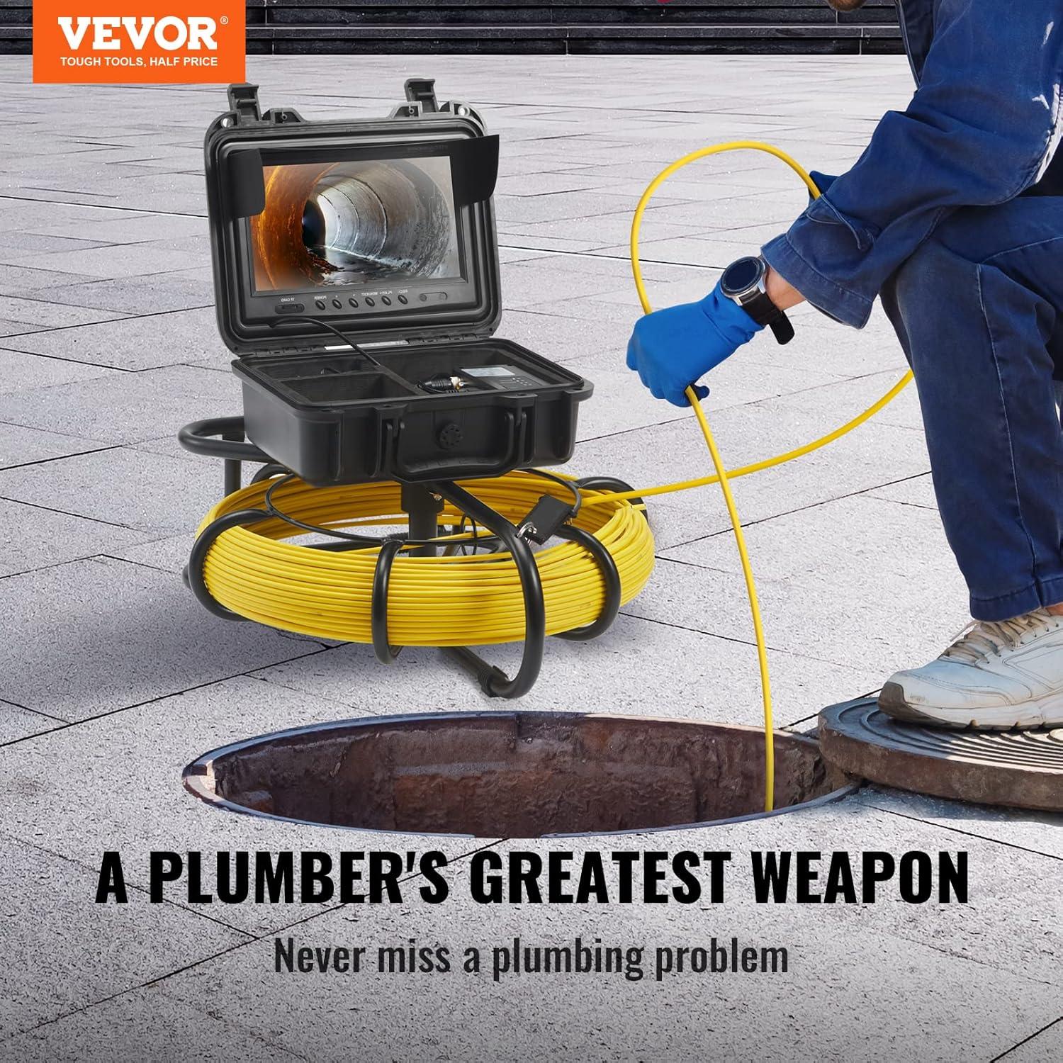 Cámara de Inspección de Alcantarillado VEVOR 70m 9" LCD