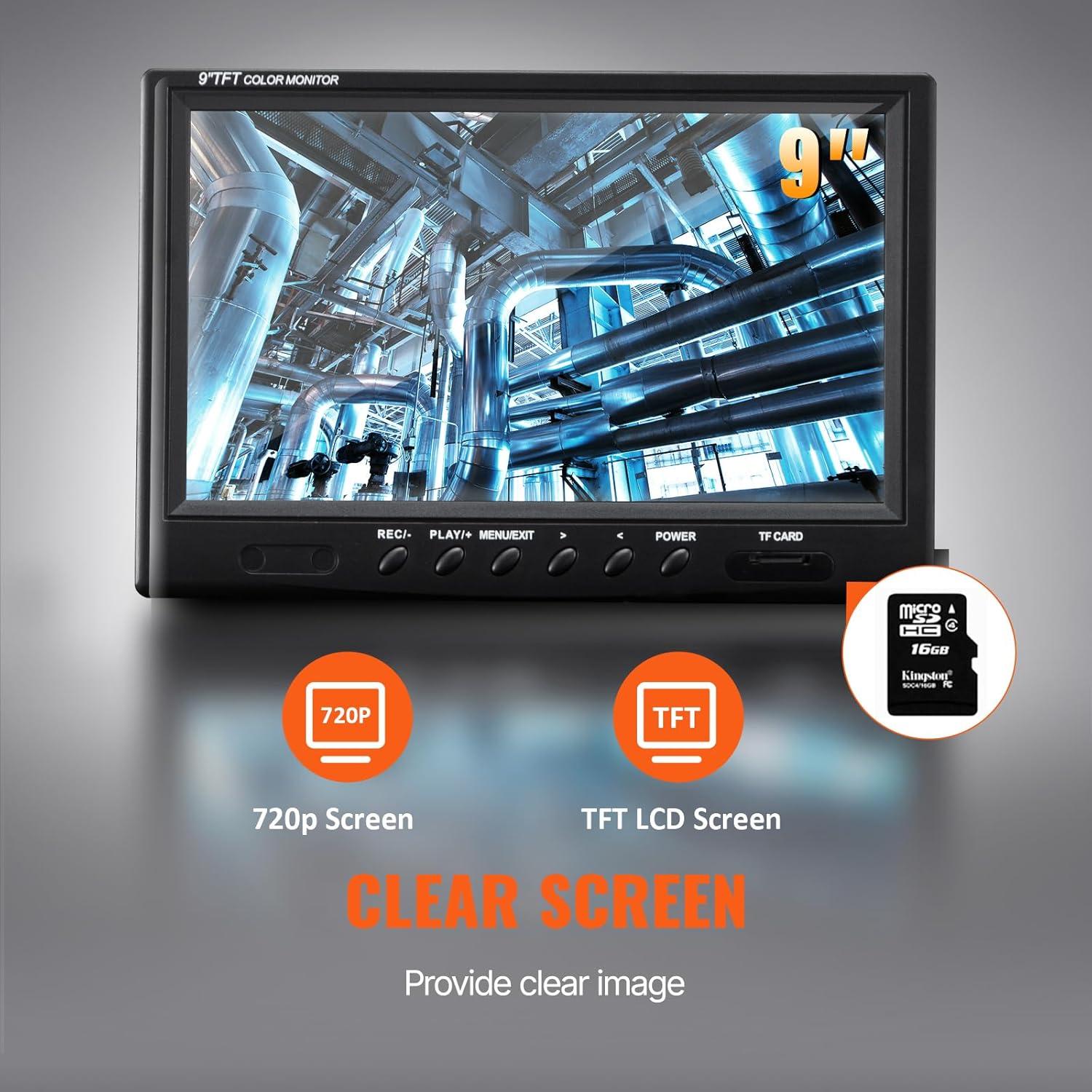 Cámara de Inspección de Alcantarillado VEVOR 70m 9" LCD