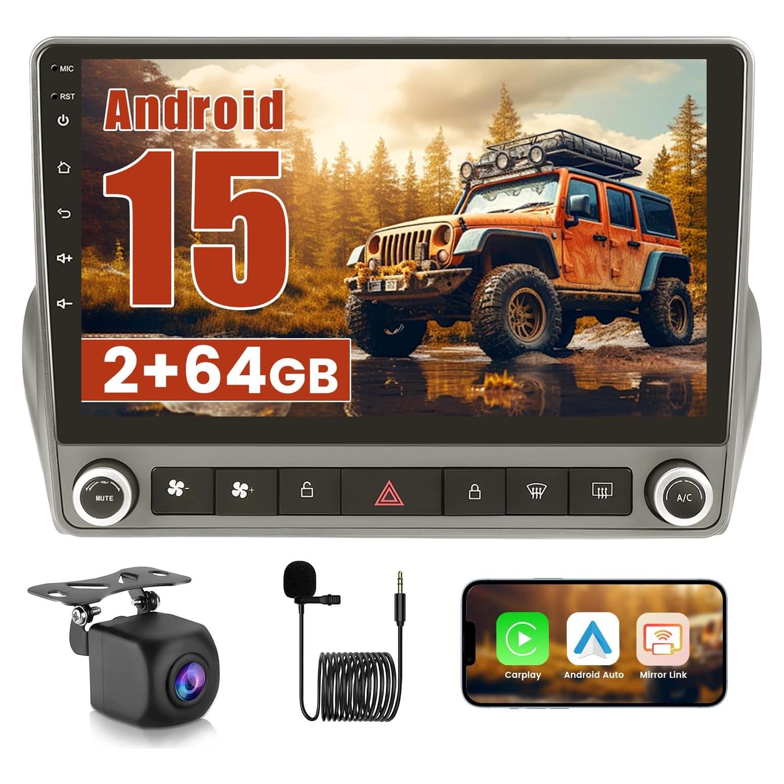 2+64GB Android 15 Car Stereo for Chevrolet Chevy Camaro 2008-2015 (LHD) with Wireless CarPlay Android Auto, 9 Inch Touch Screen Car Radio for Chevy Camaro with GPS WiFi Bluetooth EQ 26UI Backup Camera