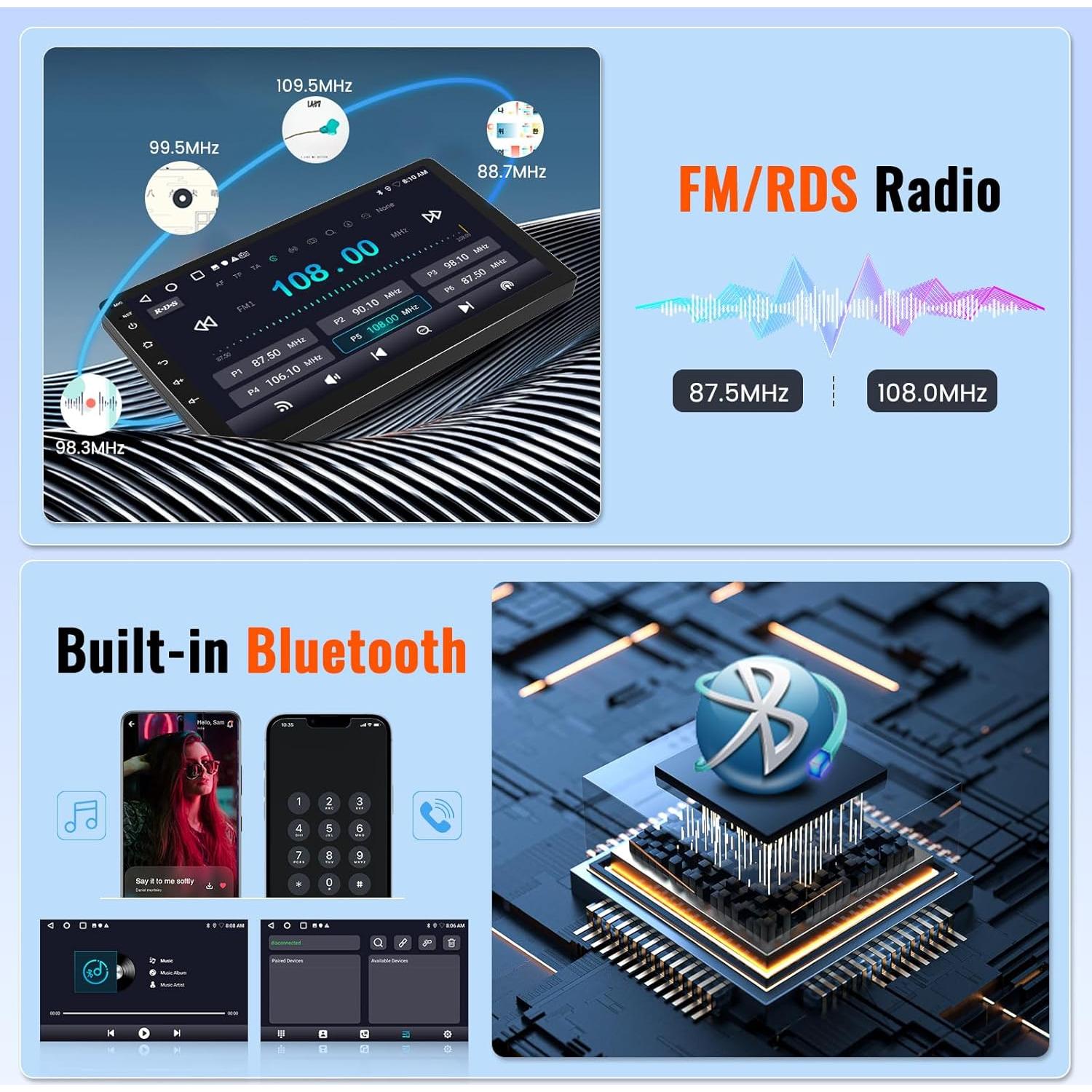 2+64GB Android 15 Car Stereo for Chevrolet Chevy Camaro 2008-2015 (LHD) with Wireless CarPlay Android Auto, 9 Inch Touch Screen Car Radio for Chevy Camaro with GPS WiFi Bluetooth EQ 26UI Backup Camera