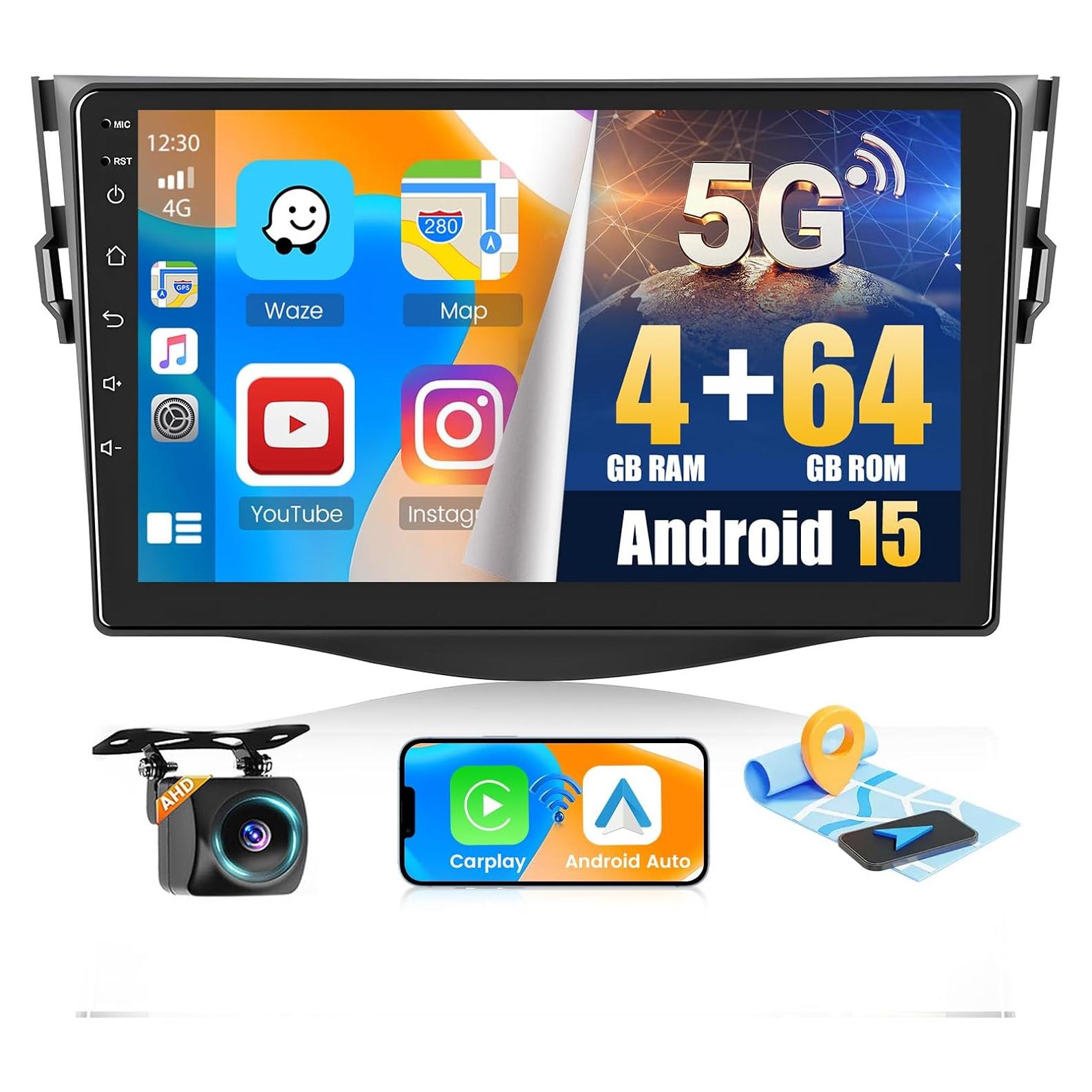 Estéreo de coche Hikity 9'' Android 15 para Toyota RAV4 2007-2011