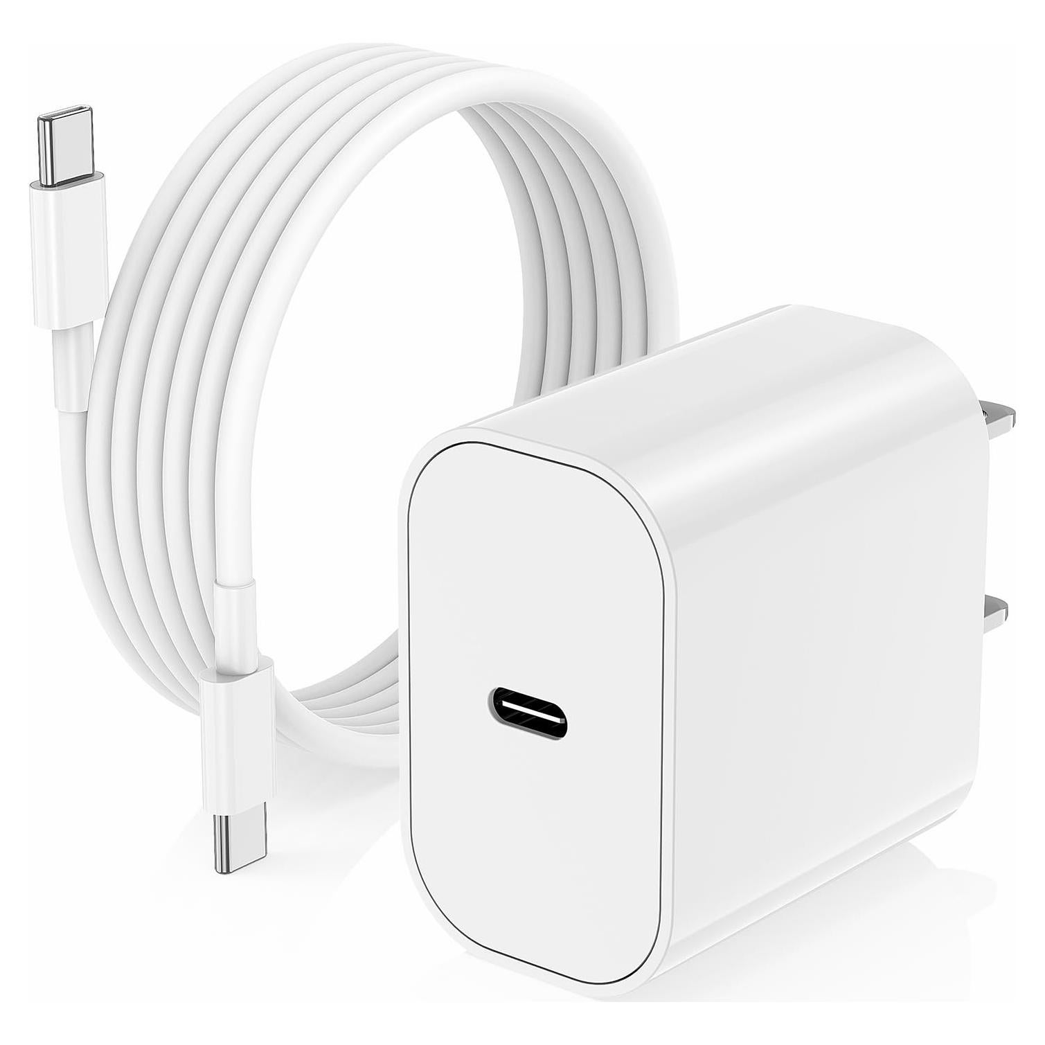 Cargador Rápido USB C 20W para iPhone 17/16 + Cable 1.83m