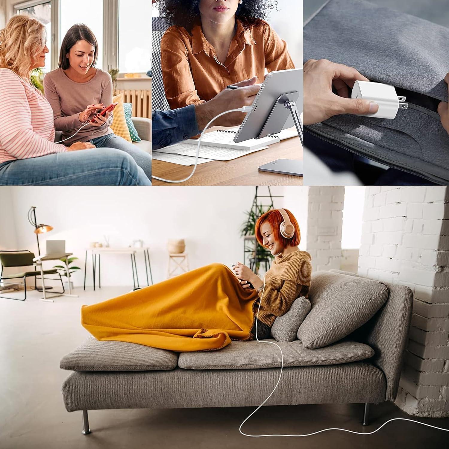 Cargador Rápido USB C 20W para iPhone 17/16 + Cable 1.83m