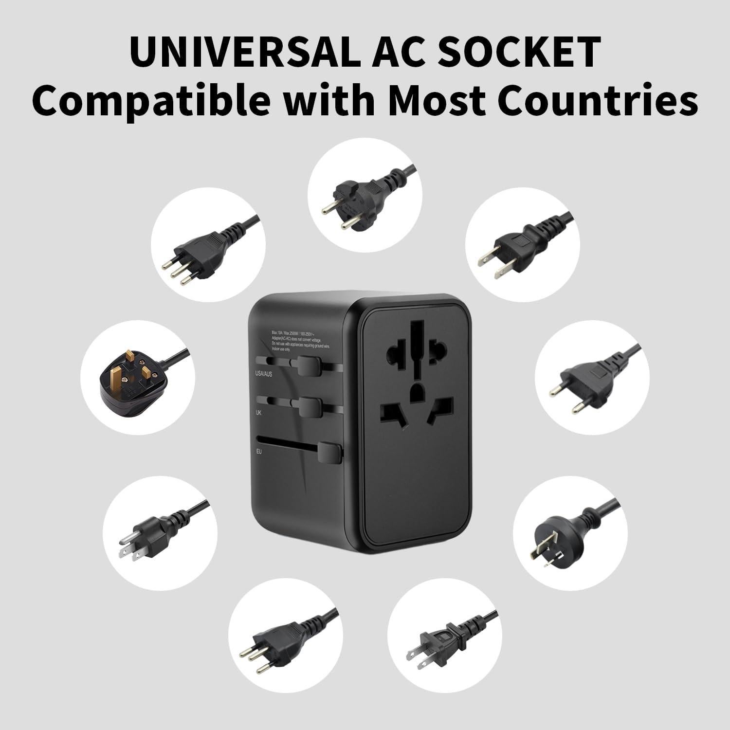 Adaptador de Viaje Universal GaN 12W Dongguan 4 Puertos USB
