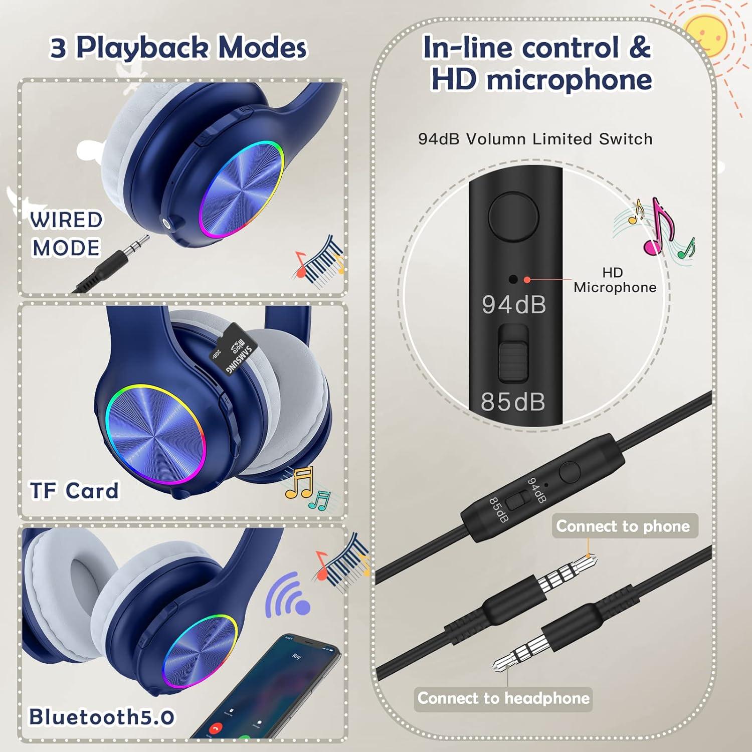 Auriculares Bluetooth Candy Bila para Niños Azul Marino