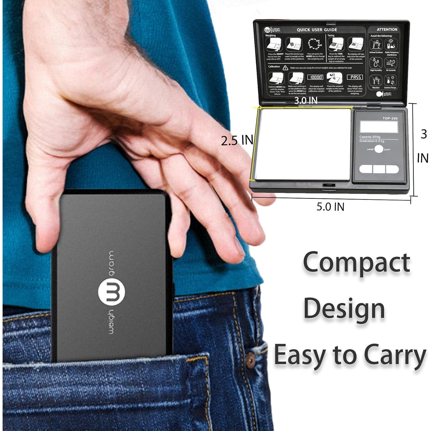 Balanza de bolsillo Weigh Gram 200g Digital 0.01g Precisión