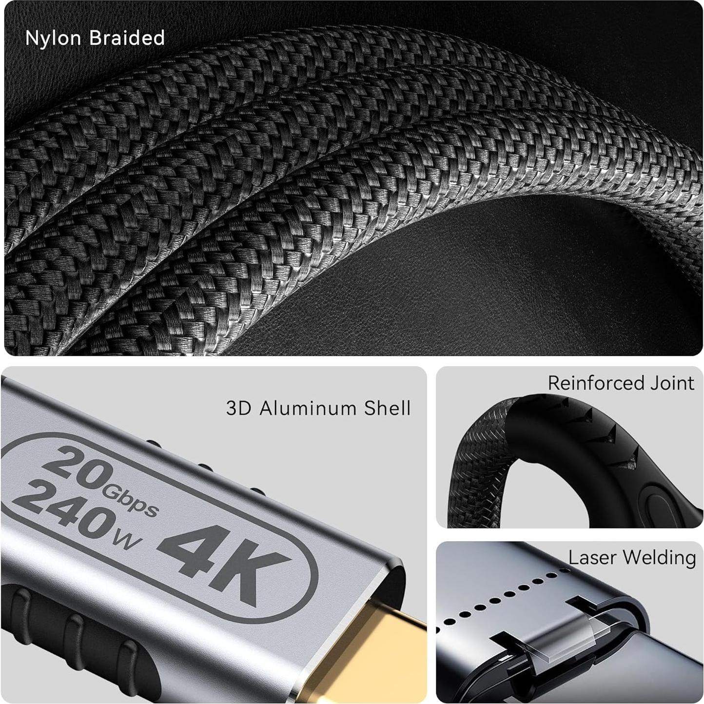 Cable USB-C a USB-C 0.24m BAWIOFIAU 20Gbps 4K 240W PD
