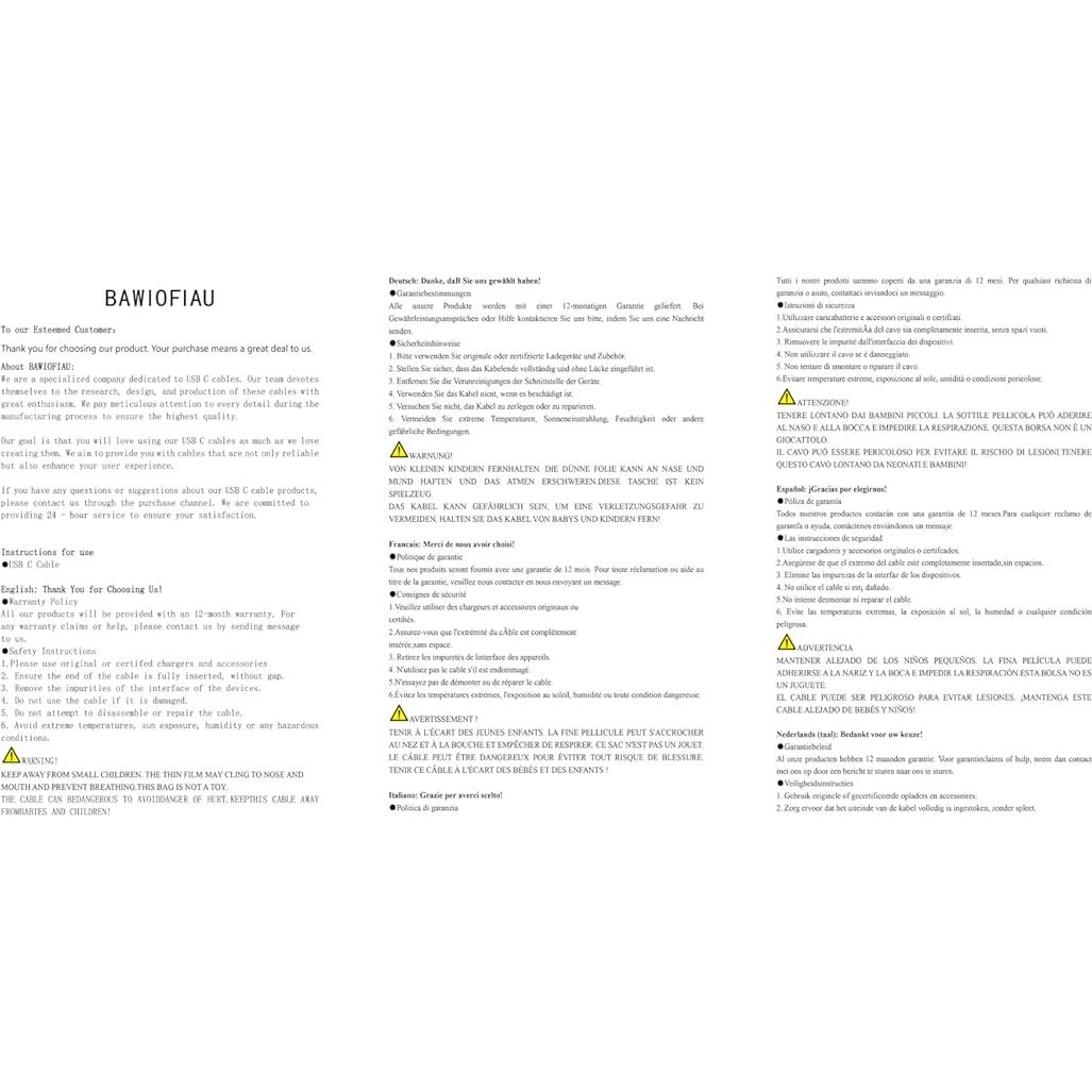 Cable USB-C a USB-C 0.24m BAWIOFIAU 20Gbps 4K 240W PD