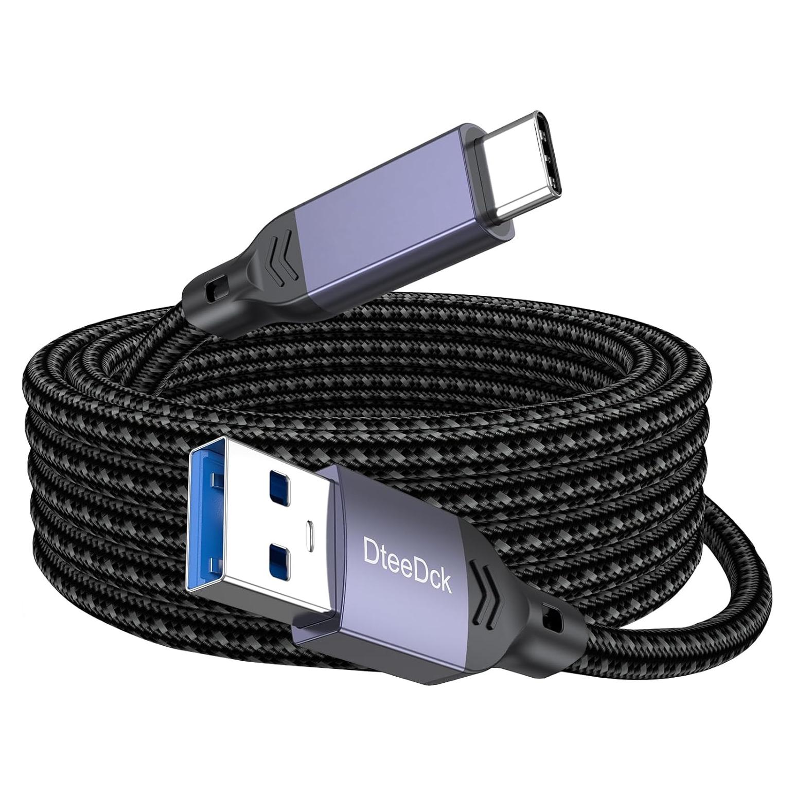 Cable USB C 15 pies DteeDck carga rápida 2.4A 5Gbps