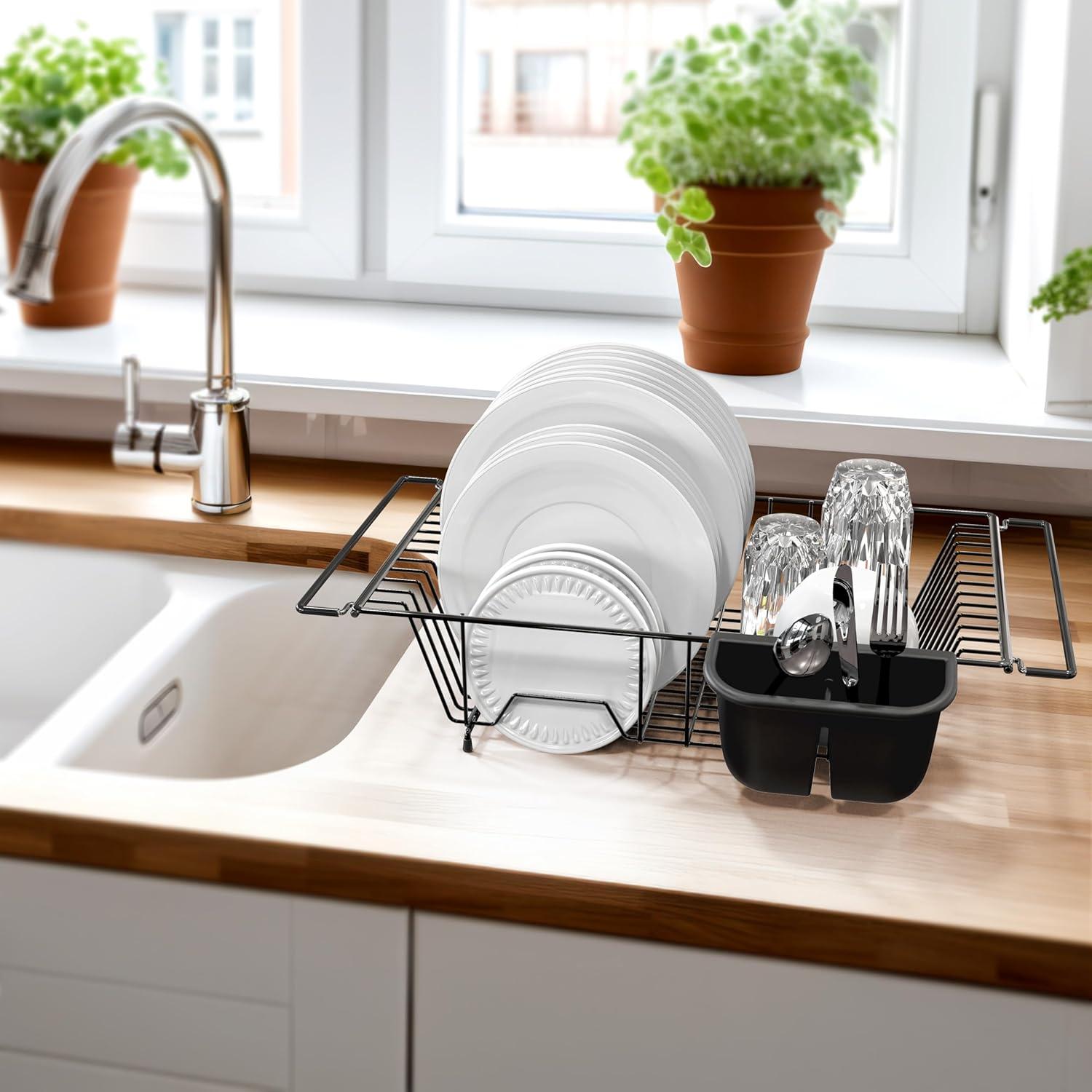 Estante de Secado de Platos Simple Houseware Grande Negro