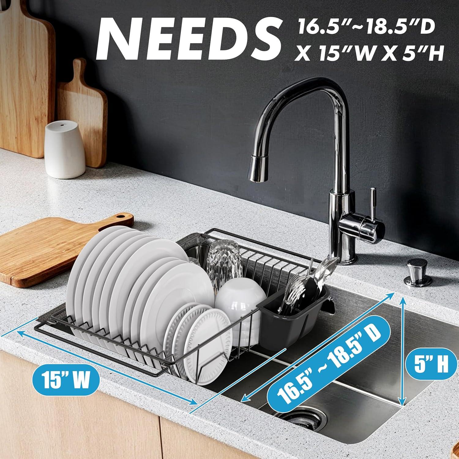 Estante de Secado de Platos Simple Houseware Grande Negro