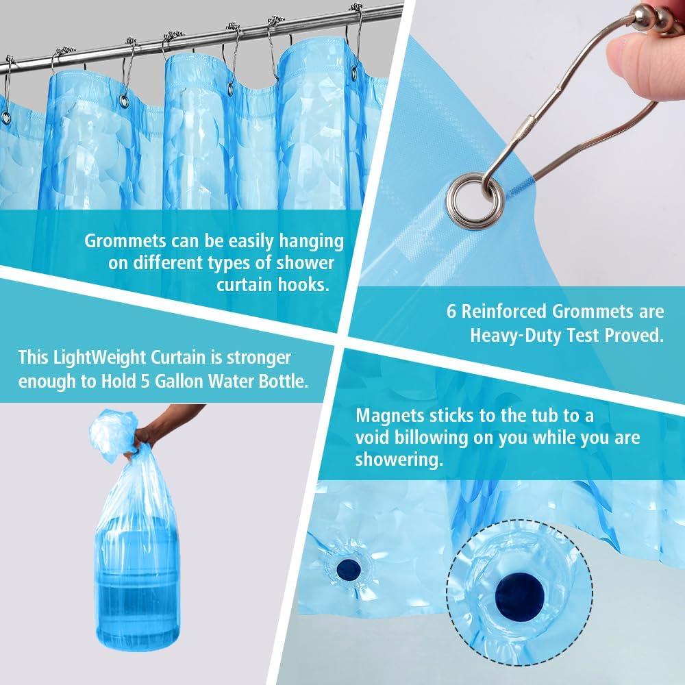 Cortina de Ducha EVA Ga-Geetopia 36x72 cm Azul Perla Ligera