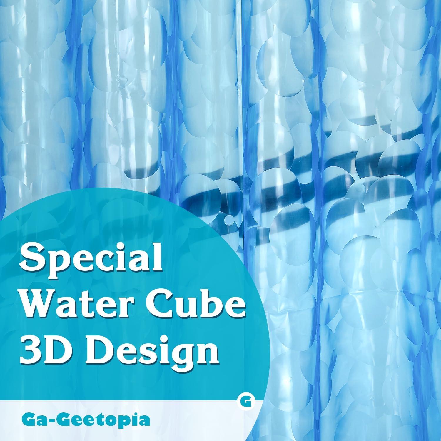 Cortina de Ducha EVA Ga-Geetopia 36x72 cm Azul Perla Ligera